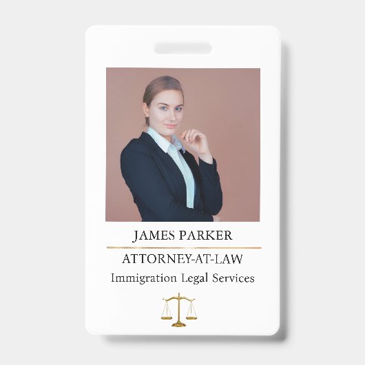 Lawyer Attorney At Law Classy White Badge (Voorzijde)