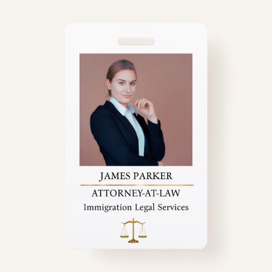 Lawyer Attorney At Law Classy White Badge (Voorkant)