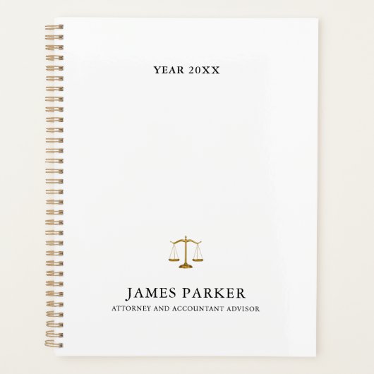 Lawyer Attorney At Law Classy White Planner (Voorkant)