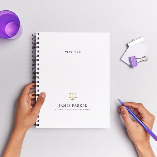 Lawyer Attorney At Law Classy White Planner