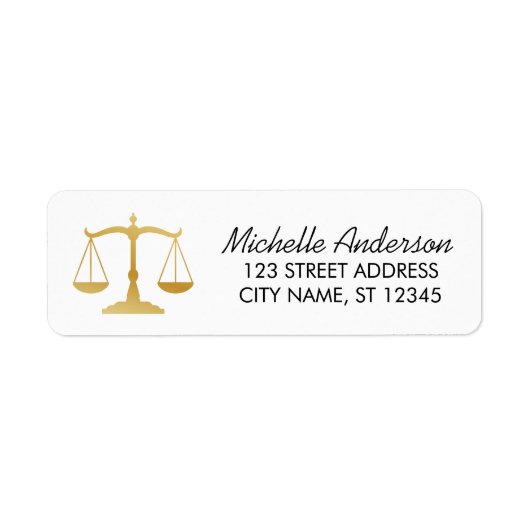 Lawyer Attorney luxury Gold White Return Address   Etiket (Voorkant)