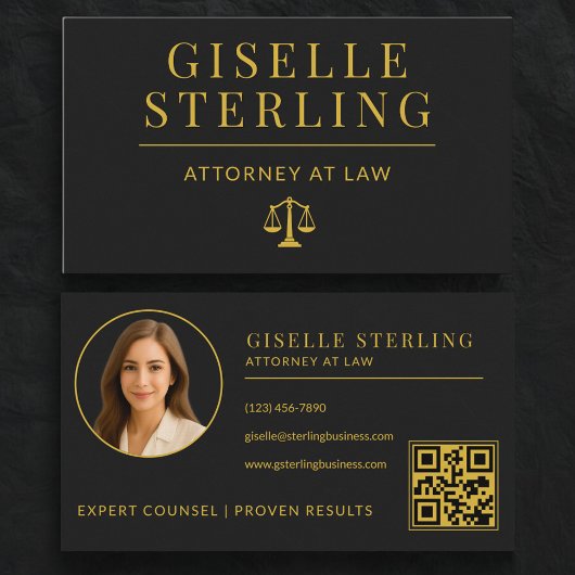 Lawyer Black & Gold Attorney at Law QR Code Visitekaartje