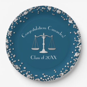 Lawyer blauw Zilver Afstuderen Papieren Bordje