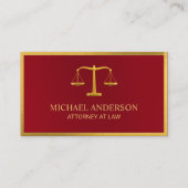 Lawyer Gold Justice Scale Elegant Dark Red Visitekaartje (Voorkant)