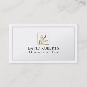 Lawyer Gold Lady Justice Logo Elegant White Border Visitekaartje