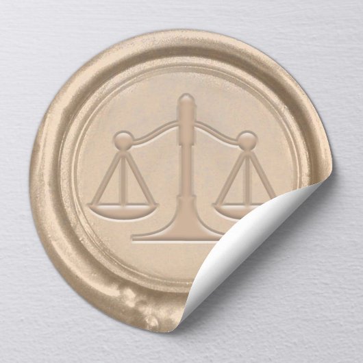 Lawyer Gold Scale of Justice Law Office Wax Seal Ronde Sticker