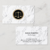 Lawyer Gold Scale of Justice Modern White Marble Visitekaartje (Voorkant / Achterkant)