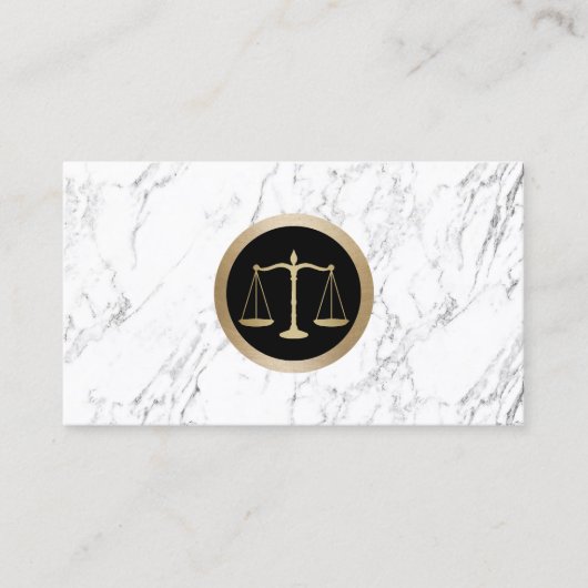 Lawyer Gold Scale of Justice Modern White Marble Visitekaartje (Voorkant)