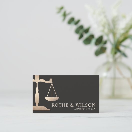 Lawyer Gold Scales of Justice Dark Brown Visitekaartje (Staand voorkant)