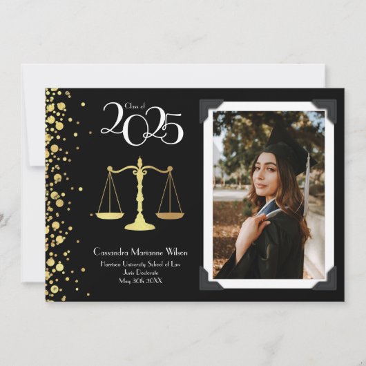 Lawyer Law School Gold Afstuderen Black Kaart (Voorkant)