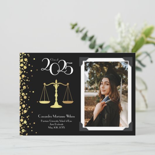 Lawyer Law School Gold Afstuderen Black Kaart (Staand voorkant)