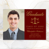 Lawyer Maroon Gold Script Photo Afstuderen Aankondiging