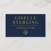 Lawyer Navy Blue Gold Attorney at Law QR Code Visitekaartje (Voorkant)