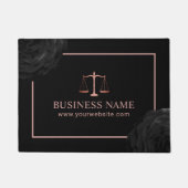 Lawyer Roos Gold Scale of Justice Black Floral Deurmat (Voorkant)