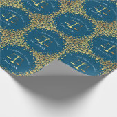 Lawyer School blauw Goud Afstuderen Cadeaupapier (Hoek)