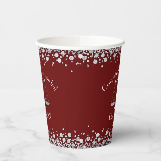 Lawyer School Maroon Silver Afstuderen Papieren Bekers (Links)