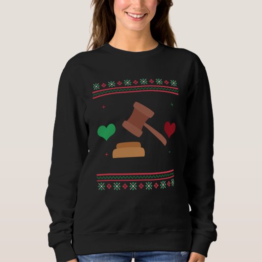 Lawyer Ugly Christmas Sweater Judge Attorney (Voorkant)