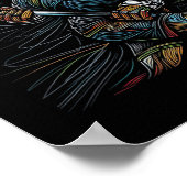 Lax Lacrosse Speler Line Art Abstracte Kunst Gekle Poster (Hoek)