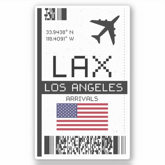 LAX Los Angeles Boarding Pass - Reizen naar Califo Sticker (Voorkant)
