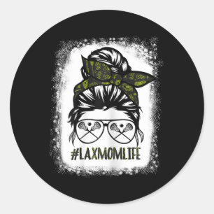 Lax Mom Shirt Funny Lacrosse Mom Shirten Messy Hai Ronde Sticker