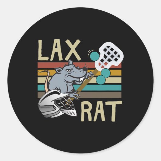 Lax Rat Lacrosse Retro  Ronde Sticker (Voorkant)