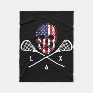 Lax Skelet US vlag Lax speler Lacrosse Fleece Deken