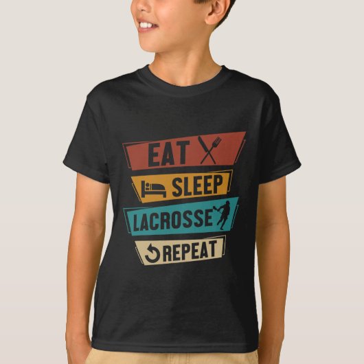 Lax Sport Funny Lacrosse Player Eat Sleep Lacrosse T-shirt (Voorkant)