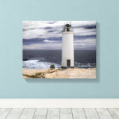 Laxe Lighthouse | Galicië, Spanje Canvas Afdruk (Insitu (Houten vloer))