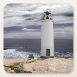 Laxe Lighthouse   Galicië, Spanje Kartonnen Onderzetters