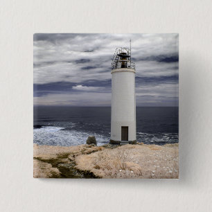 Laxe Lighthouse Galicië, Spanje Vierkante Button 5,1 Cm