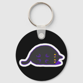 Lay Down Chonky Black Cat Keychain 