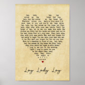 Lay Lady Lay  Heart Song Lyric Print (Voorkant)