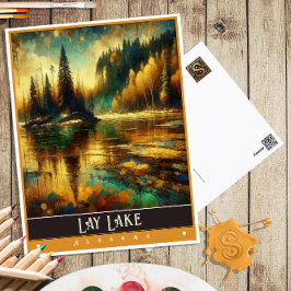 Lay Lake, Alabama | Schilderij in vintage stijl Briefkaart