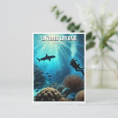 Layang Maleisië Scuba Diver Hammerhead Briefkaart (Staand voorkant)