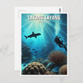 Layang Maleisië Scuba Diver Hammerhead Briefkaart (Voorkant / Achterkant)