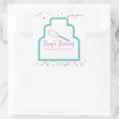 Layer Cake Logo Confetti zelfgemaakte bakkerij Vierkante Sticker (Tas)