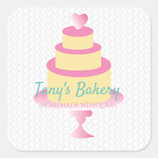 Layer Cake Sprinkles Logo Confetti Homemade Bakery Vierkante Sticker (Voorkant)