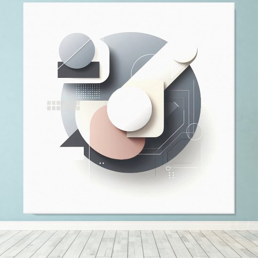 Layered Geometry Spherework Canvas Afdruk (Insitu (Houten vloer))