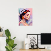 Layered Grace Abstract Feminine Portrait Poster (Thuiskantoor)