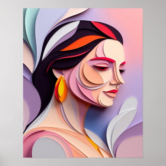 Layered Grace Abstract Feminine Portrait Poster (Voorkant)