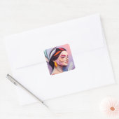 Layered Grace Abstract Feminine Portrait Vierkante Sticker (Envelop)