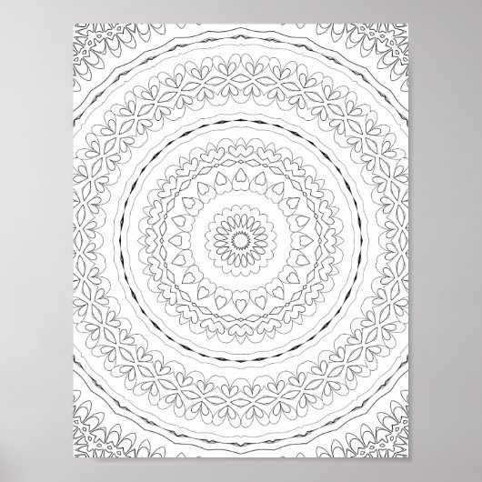 Layered Heart Rings Coloring Page Pattern Design Poster (Voorkant)