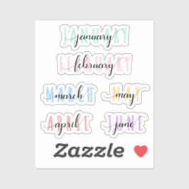 Layered Month Name Headers 1st Half (Jan to June) Sticker