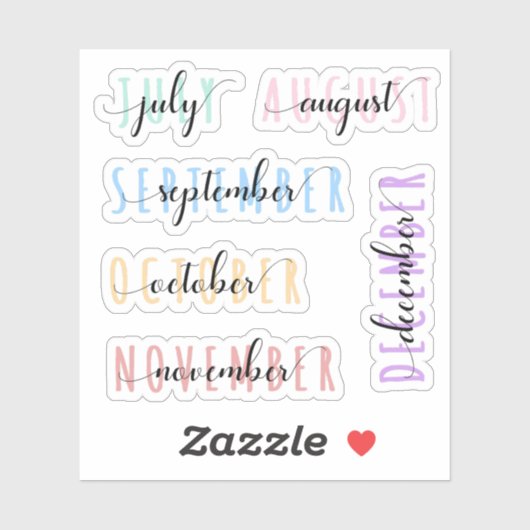 Layered Month Name Headers 2nd Half (July to Dec) Sticker (Vel)