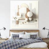 Layered Neutral 3D Geometry Canvas Afdruk (Insitu (Slaapkamer))