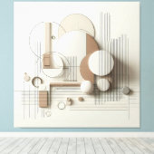 Layered Neutral 3D Geometry Canvas Afdruk (Insitu (Houten vloer))