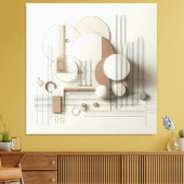 Layered Neutral 3D Geometry Canvas Afdruk (Insitu (Woonkamer))