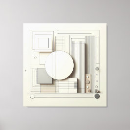 Layered Neutral Circle Grid Canvas Afdruk