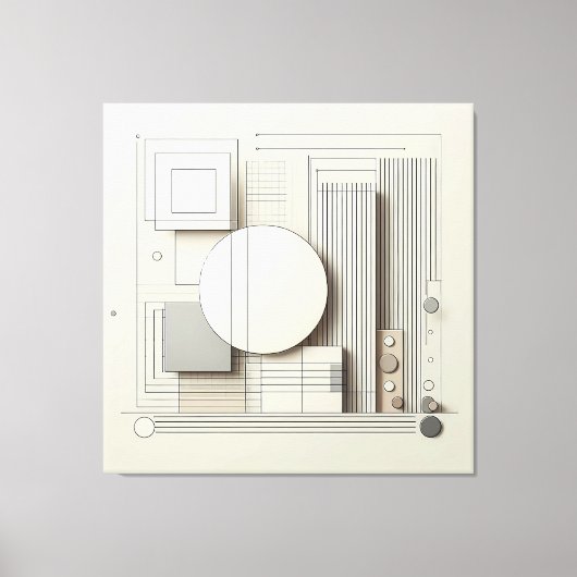 Layered Neutral Circle Grid Canvas Afdruk (Voorkant)