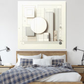 Layered Neutral Circle Grid Canvas Afdruk (Insitu (Slaapkamer))